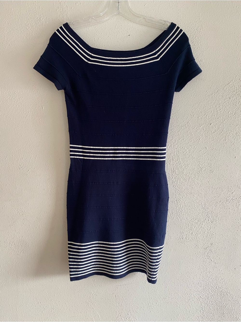 Max Studio Navy Dress with White Stripes